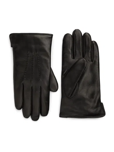 Saks Fifth Avenue Men's Cashmere-lined Leather Gloves In Black