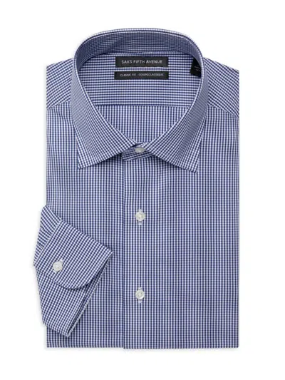Saks Fifth Avenue Men's Classic Fit Gingam Plaid Dress Shirt In Navy