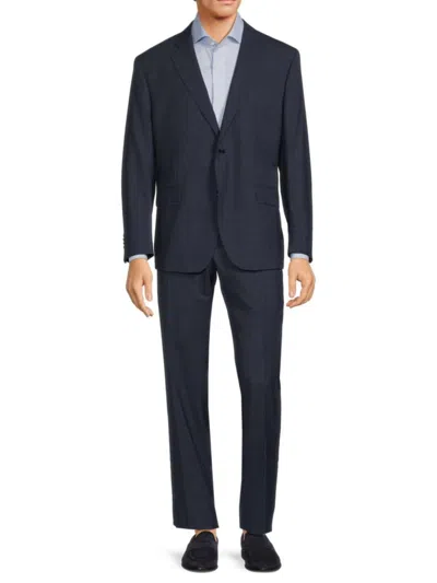 Saks Fifth Avenue Men's Classic Fit Plaid Wool Suit In Navy