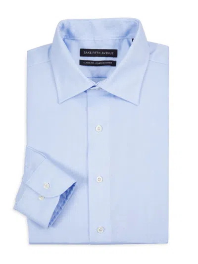 Saks Fifth Avenue Men's Classic Fit Textured Dress Shirt In Light Blue