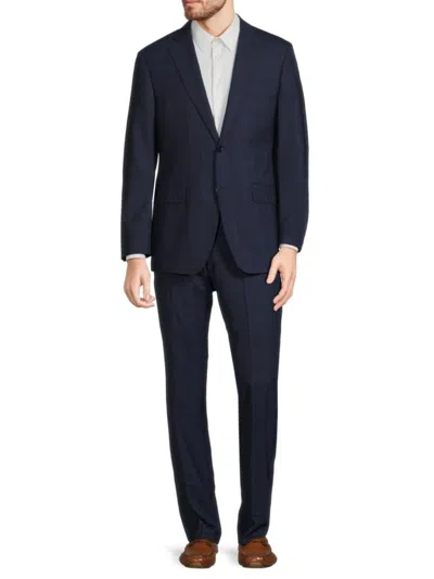 Saks Fifth Avenue Men's Classic Fit Windowpane Check Wool Suit In Navy
