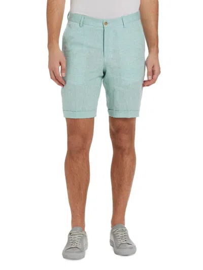 Saks Fifth Avenue Men's Collection 100% Linen Flat-front Shorts In Seafoam
