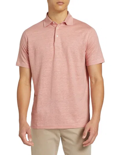 Saks Fifth Avenue Men's Collection 100% Linen Polo Shirt In Coral