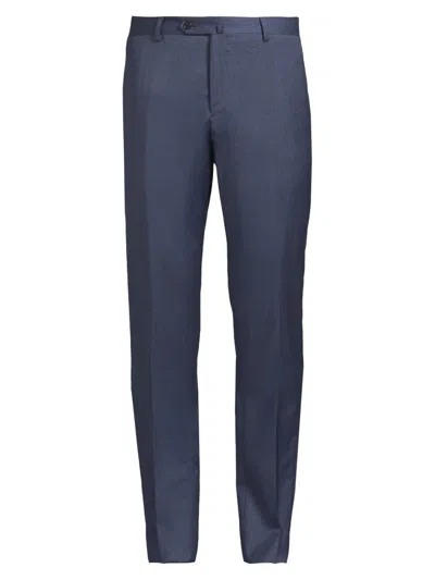 Saks Fifth Avenue Men's Collection Basic Wool Dress Trousers In Blue
