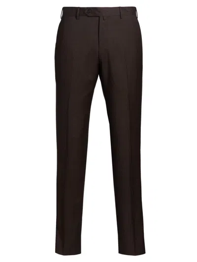 Saks Fifth Avenue Men's Collection Basic Wool Dress Trousers In Brown