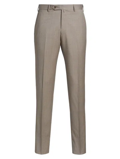 Saks Fifth Avenue Men's Collection Basic Wool Dress Trousers In Brown