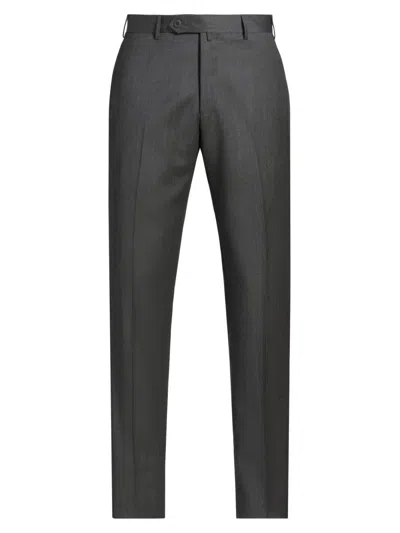 Saks Fifth Avenue Men's Collection Basic Wool Dress Trousers In Gray