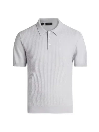 Saks Fifth Avenue Men's Collection Basketweave Knit Cotton Polo Shirt In Gray