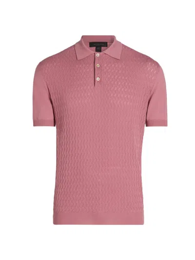 Saks Fifth Avenue Men's Collection Basketweave Knit Cotton Polo Shirt In Pink