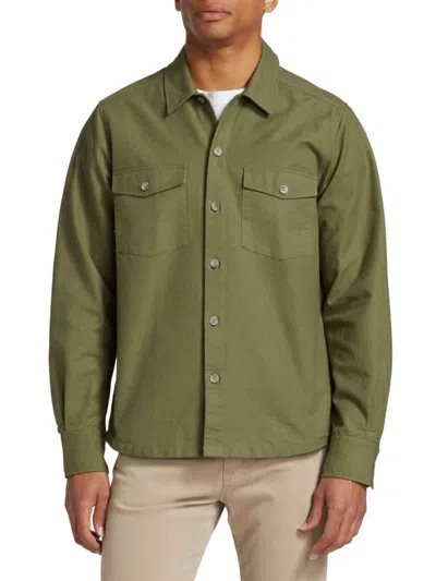 Saks Fifth Avenue Collection Canvas Over Shirt In Olive
