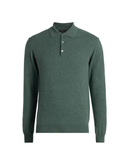 Saks Fifth Avenue Men's Collection Cashmere Long-sleeve Polo Sweater In Green