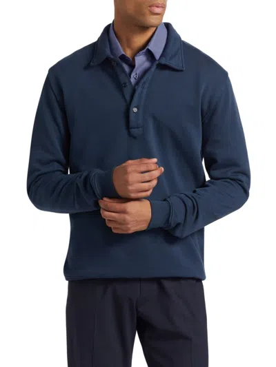 Saks Fifth Avenue Men's Collection Cotton Long-sleeve Polo Shirt In Navy