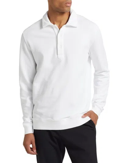 Saks Fifth Avenue Men's Collection Cotton Long-sleeve Polo Shirt In White