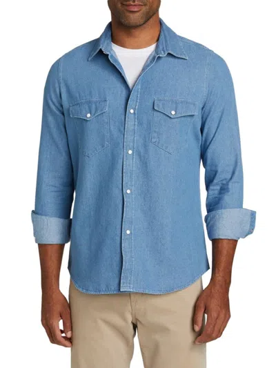 Saks Fifth Avenue Men's Collection Denim Button-front Shirt In Blue