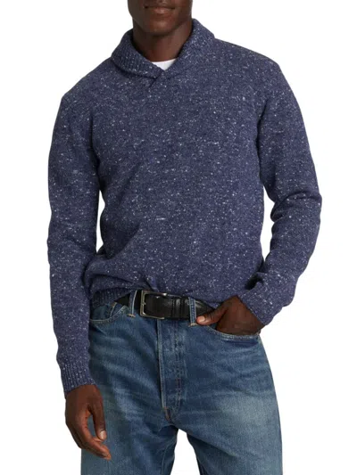 Saks Fifth Avenue Men's Collection Donegal Shawl Collar Sweater In Navy