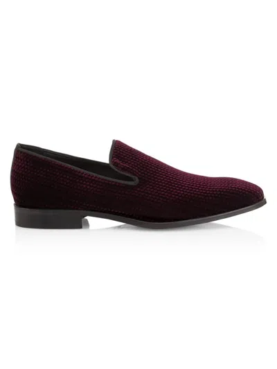 Saks Fifth Avenue Men's Collection Dotted Velvet Loafers In Red