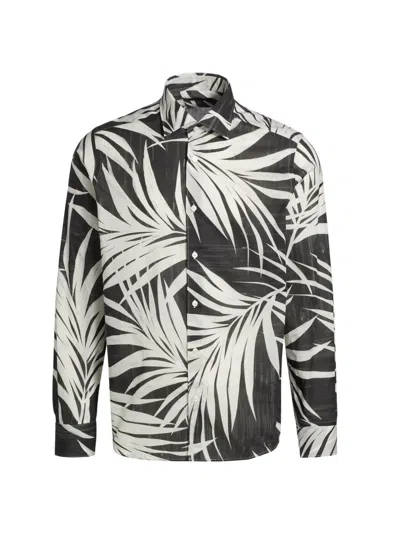 Saks Fifth Avenue Men's Collection Floral Cotton Button-front Shirt In Black