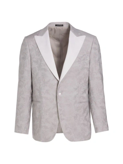 Saks Fifth Avenue Men's Collection Floral Wool One-button Dinner Jacket In Mirage Grey