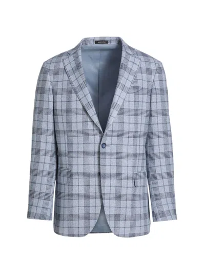 Saks Fifth Avenue Men's Collection Glen Check Wool-blend Sport Coat In Soft Blue