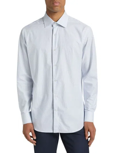 Saks Fifth Avenue Men's Collection Grid Button-front Shirt In Blue