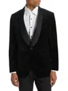 Saks Fifth Avenue Men's Collection Grid Velvet One-button Suit Jacket In Black