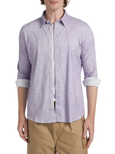 Saks Fifth Avenue Men's Collection Heathered Button-front Shirt In Light Purple