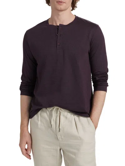 Saks Fifth Avenue Men's Collection Heathered Long-sleeve Henley In Eggplant