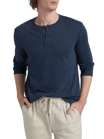 Saks Fifth Avenue Men's Collection Heathered Long-sleeve Henley In Navy