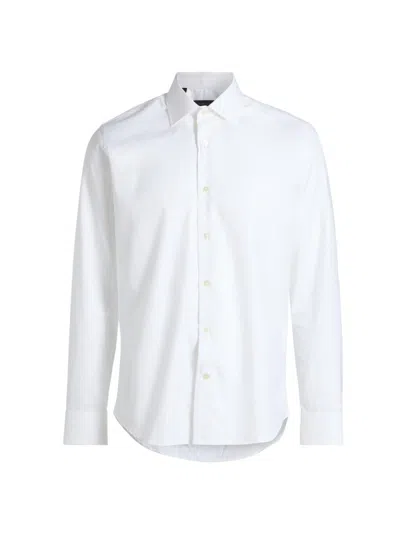 Saks Fifth Avenue Men's Collection Herringbone Cotton Dress Shirt In White