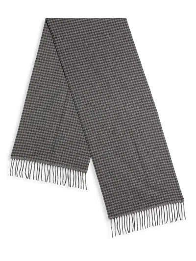 Saks Fifth Avenue Men's Collection Houndstooth Silk-cashmere Scarf In Gray