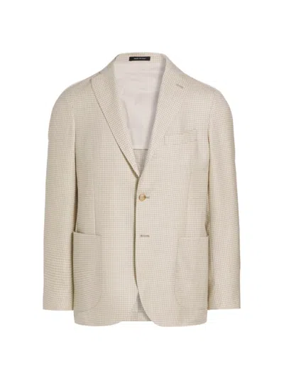 Saks Fifth Avenue Men's Collection Houndstooth Wool-blend Two-button Sport Coat In Cream