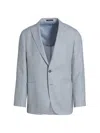 Saks Fifth Avenue Men's Collection Houndstooth Wool-blend Two-button Sport Coat In Soft Blue
