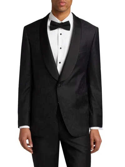 Saks Fifth Avenue Men's Collection Jacquard Wool One-button Blazer In Black