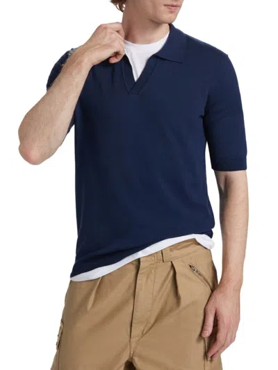 Saks Fifth Avenue Men's Collection Johnny Collar Polo In Blue