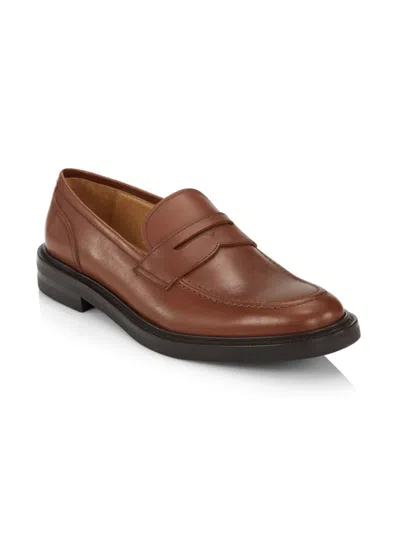 Saks Fifth Avenue Men's Collection Leather Penny Loafers In Java