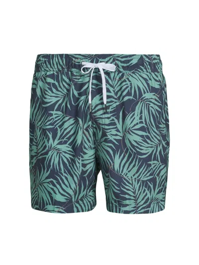 Saks Fifth Avenue Men's Collection Leaves Silhoutte Swim Trunks In Green