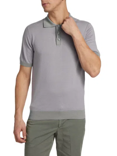 Saks Fifth Avenue Men's Collection Linen Blend Polo In Gull Grey