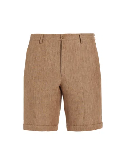 Saks Fifth Avenue Men's Collection Linen Flat-front Shorts In Cream