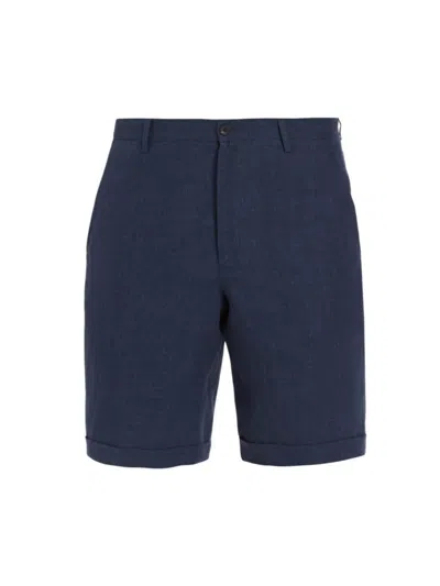 Saks Fifth Avenue Men's Collection Linen Flat-front Shorts In Navy