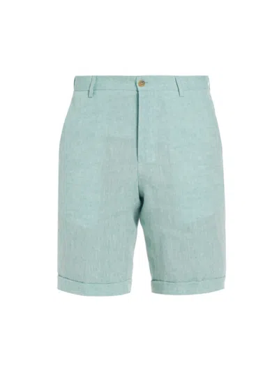 Saks Fifth Avenue Men's Collection Linen Flat-front Shorts In Seafoam