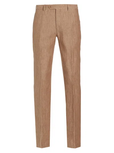 Saks Fifth Avenue Men's Collection Linen Flat-front Trousers In Cream