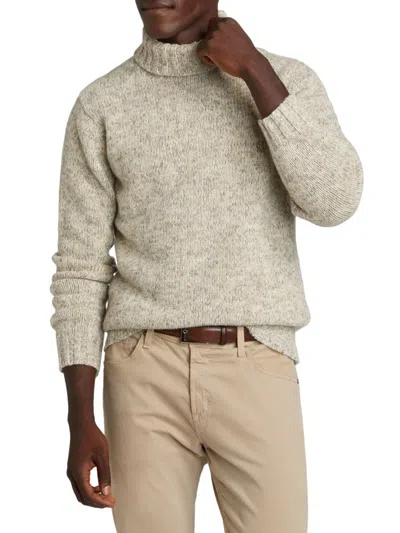 Saks Fifth Avenue Men's Collection Melange Turtleneck Sweater In Neutral
