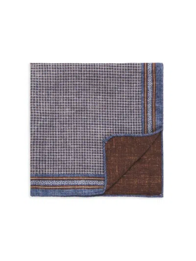 Saks Fifth Avenue Men's Collection Micro Pinwheel Double-sided Pocket Square In Brown Blue