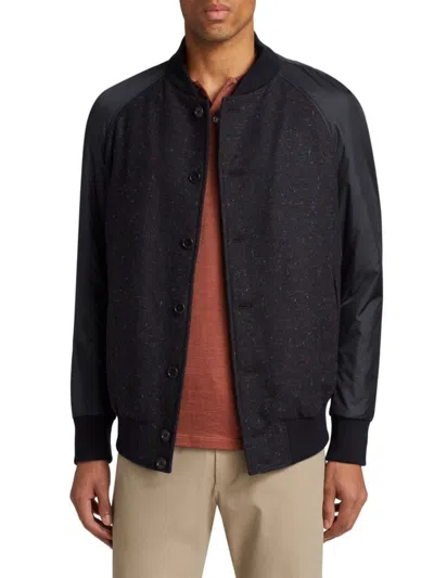 Saks Fifth Avenue Men's Collection Nep Wool Bomber Jacket In Navy
