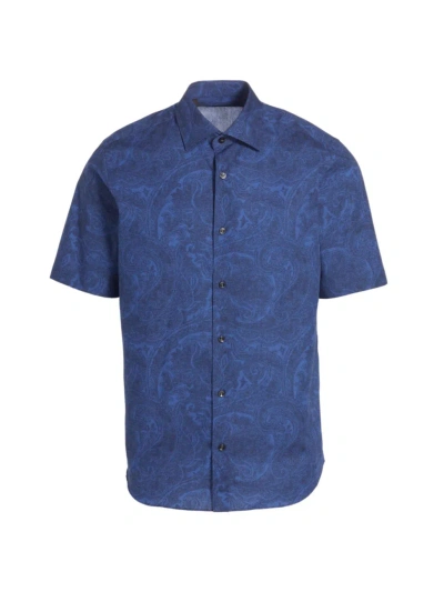 Saks Fifth Avenue Men's Collection Paisley Chambray Shirt In Navy