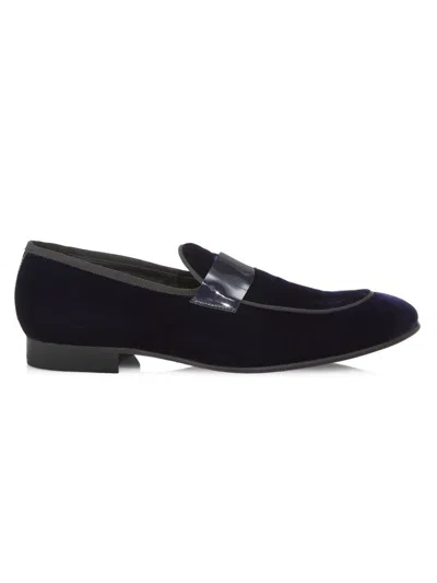 Saks Fifth Avenue Men's Collection Patent Velvet Loafers In Navy Blazer