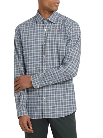 Saks Fifth Avenue Men's Collection Plaid Long-sleeve Woven Shirt In Grey
