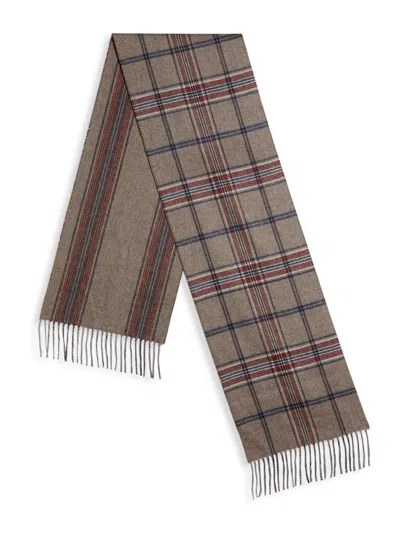 Saks Fifth Avenue Men's Collection Plaid Silk-cashmere Scarf In Brown
