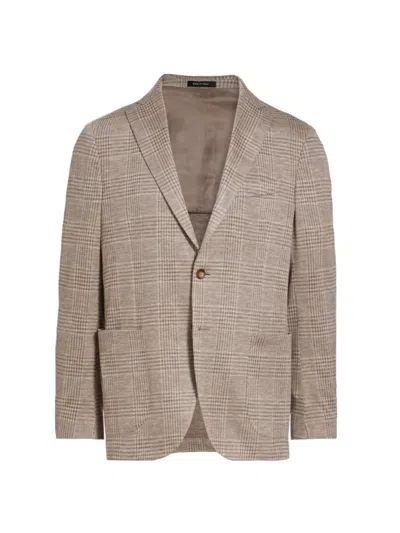 Saks Fifth Avenue Men's Collection Plaid Wool & Silk-blend Two-button Sport Coat In Cream