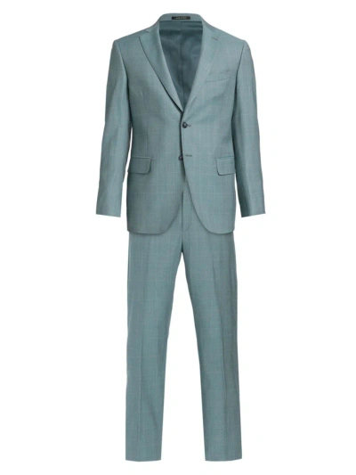 Saks Fifth Avenue Men's Collection Plaid Wool Single-breasted Suit In Dark Green